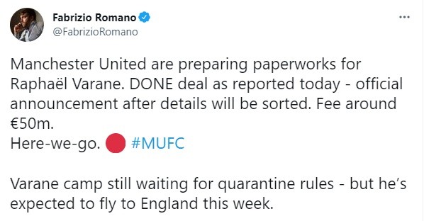 Manchester United are preparing paperworks for Raphaël Varane - Bóng Đá