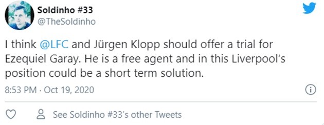 SOME LIVERPOOL FANS WANT DEAL FOR EZEQUIEL GARAY AFTER VAN DIJK AND MATIP NEWS - Bóng Đá