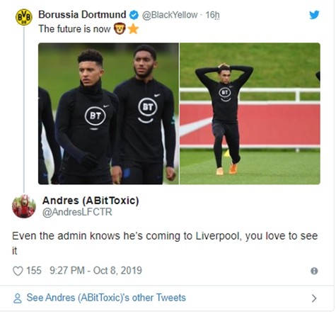 LIVERPOOL FANS REACT TO DORTMUND TWEET Sancho, Gomez, Arnold - Bóng Đá