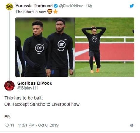 LIVERPOOL FANS REACT TO DORTMUND TWEET Sancho, Gomez, Arnold - Bóng Đá
