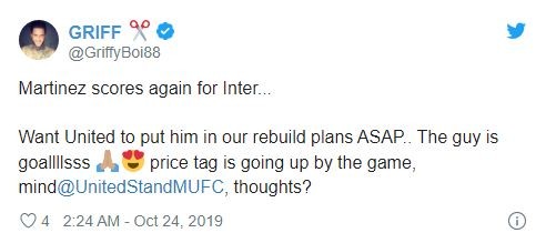 Lautaro Martinez Manchester United fans identify new striker target Ole Gunnar Solskjaer should sign in January - Bóng Đá