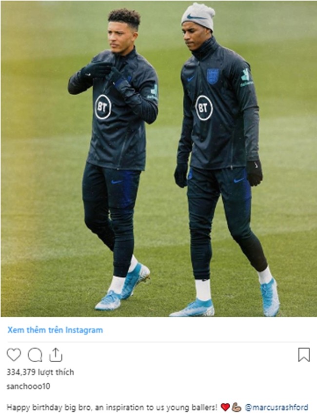 Jadon Sancho hails Manchester United forward Marcus Rashford - Bóng Đá