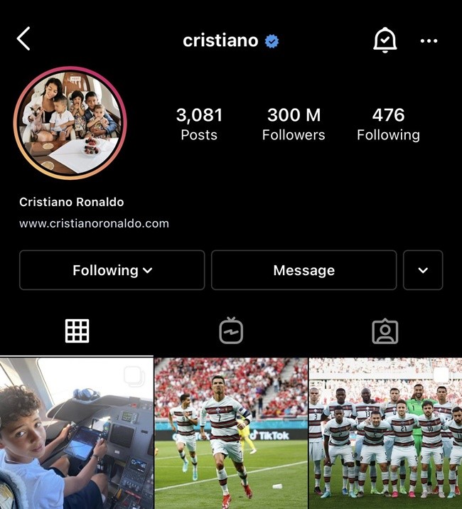 Ronaldo cán mốc 300 triệu theo dõi trên Insta - Bóng Đá