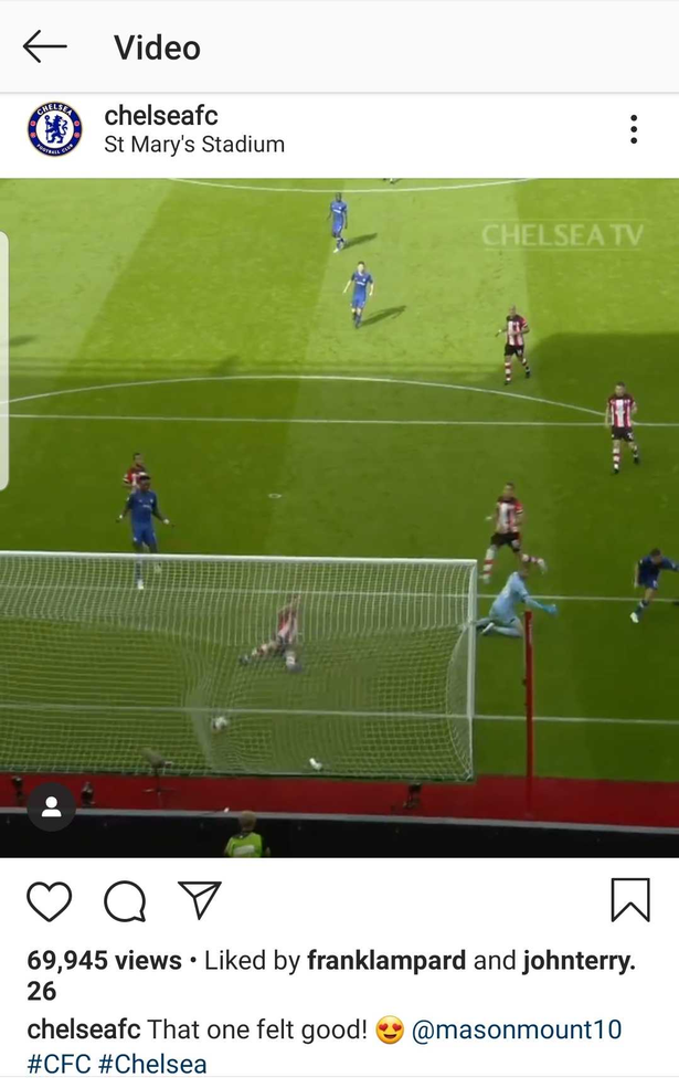 Chelsea fans will love how Frank Lampard and John Terry reacted to Mason Mount's Southampton goal - Bóng Đá