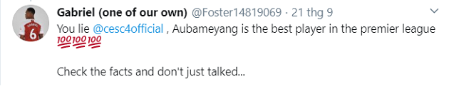 ‘CHECK THE FACTS’: SOME ARSENAL FANS SHUT DOWN FABREGAS’ CLAIM ABOUT LIVERPOOL PLAYER - Bóng Đá