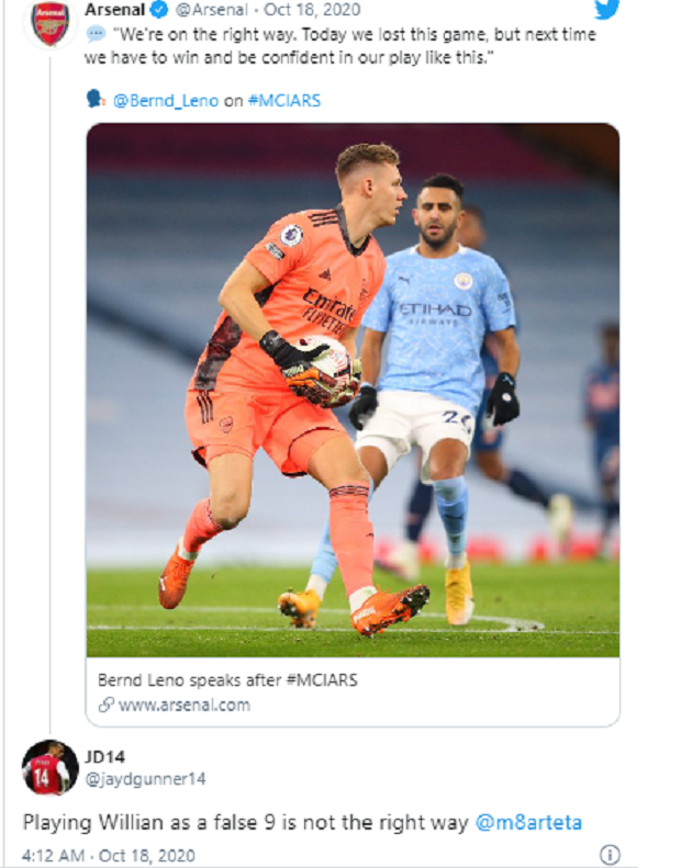 ‘PLEASE STOP Willian’: SOME ARSENAL FANS ARE TWEETING MIKEL ARTETA FOR THE SAME REASON - Bóng Đá