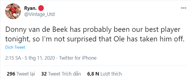 fan Van de Beek replaced with poor Man United: 'He is too good for Solskjaer' - Bóng Đá