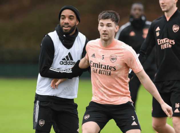Alexandre Lacazette and Kieran Tierney both returned to full training with the rest of the Arsenal squad yesterday - Bóng Đá