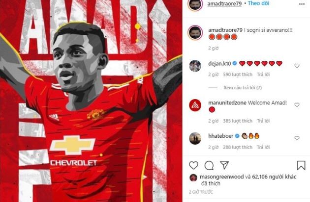 Amad Traore posts three-word response after Man Utd confirm £27.5m transfer - Bóng Đá
