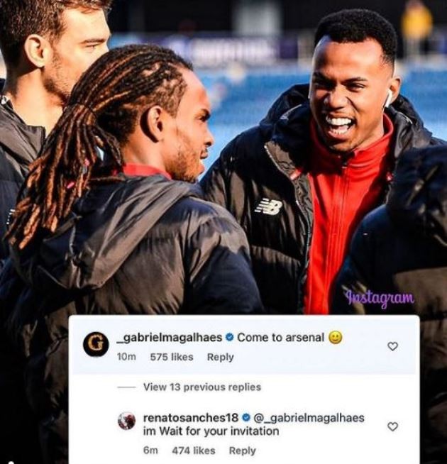 Gabriel Magalhaes asks Renato Sanches to join him at Arsenal – with midfielder waiting for ‘invitation’ - Bóng Đá