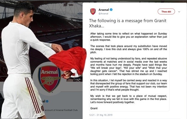 Xhaka xin lỗi NHM Arsenal - Bóng Đá