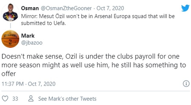 SOME ARSENAL FANS ANGERED AFTER ARTETA MAKES DECISION OZIL OUT OF SQUAD TO LEAVE - Bóng Đá