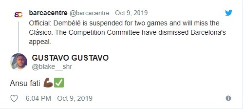 Barcelona: Fans react to Ousmane Dembele suspension - Bóng Đá