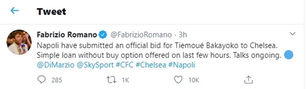 Napoli in advanced talks for Tiémoué Bakayoko — reports - Bóng Đá