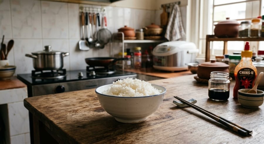 Cơm để ngoài nhiệt độ phòng quá lâu là điều kiện thuận lợi cho vi khuẩn phát triển.