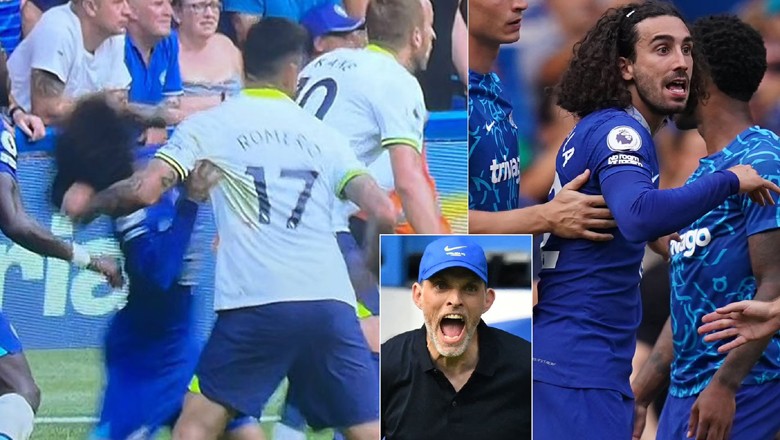 Marc Cucurella phản ứng với pha giựt tóc của Romero - Bóng Đá