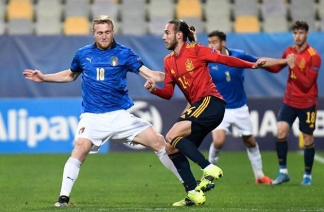 Three red cards in a minute as it all kicks off between Spain and Italy U21s – Barcelona’s Mingueza receives a straight red - Bóng Đá