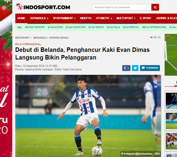 Báo Indonesia cay cú, mỉa mai màn ra mắt của Đoàn Văn Hậu ở Heerenveen - Bóng Đá