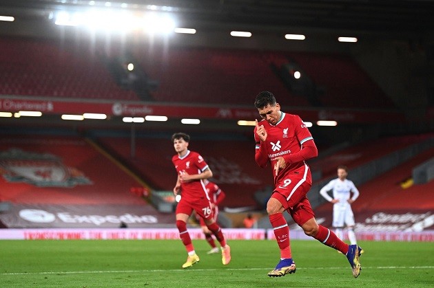 Phản ứng của cả đội hình Liverpool sau khi Firmino ghi bàn - Bóng Đá