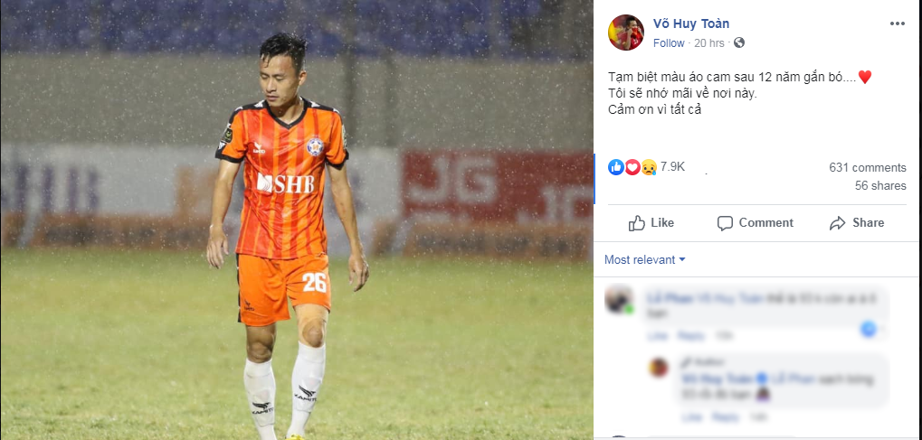 Vì 1 lý do, Huy Toàn đành chia tay SHB Đà Nẵng sau 12 năm gắn bó - Bóng Đá