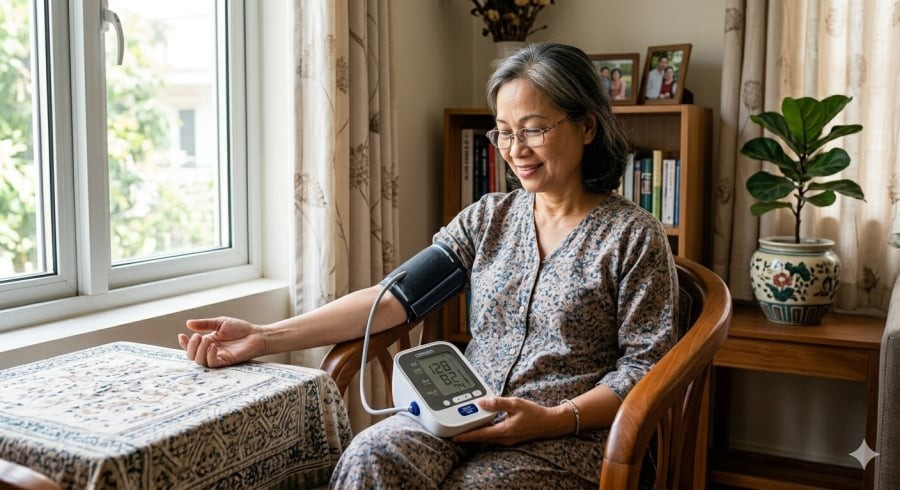 Theo dõi huyết áp thường xuyên tại nhà giúp phát hiện sớm bất thường và chủ động kiểm soát sức khỏe.