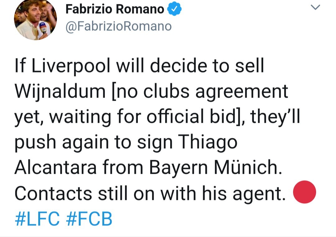 Liverpool will buy Thiago if they sell wijnaldum - Bóng Đá