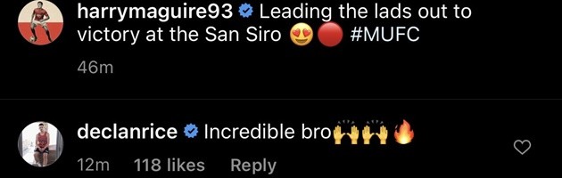 Declan Rice rate on Harry Maguire Instagram - Bóng Đá