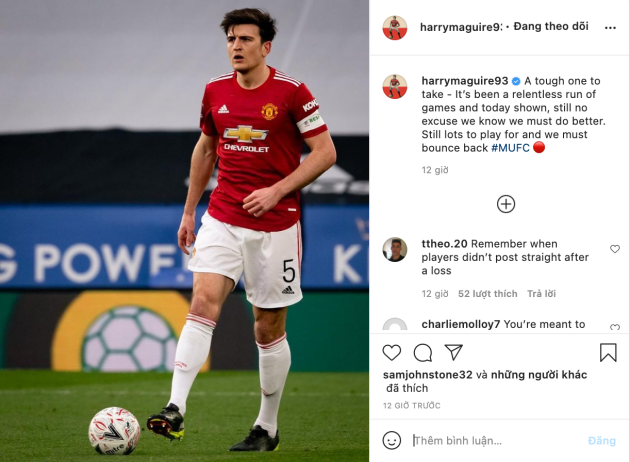 Harry Maguire sends message to Manchester United fans after loss - Bóng Đá