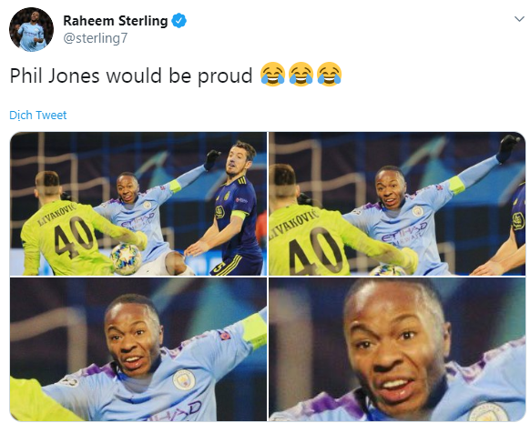 Raheem Sterling mocks Phil Jones after Manchester City beat Dinamo Zagreb - Bóng Đá