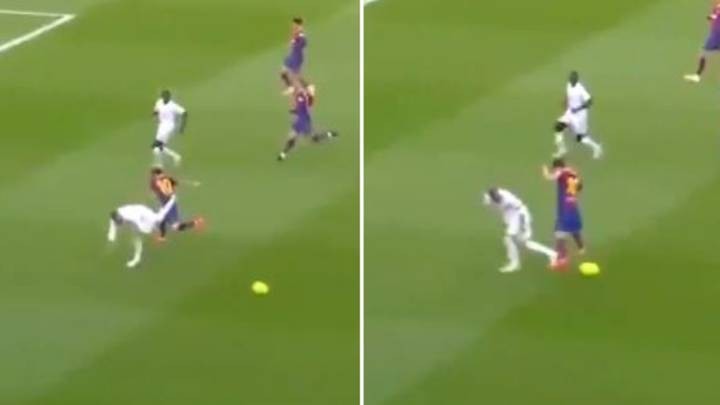 Tắc bóng ngược để đời, Ramos khiến Messi ngã chổng vó - Bóng Đá