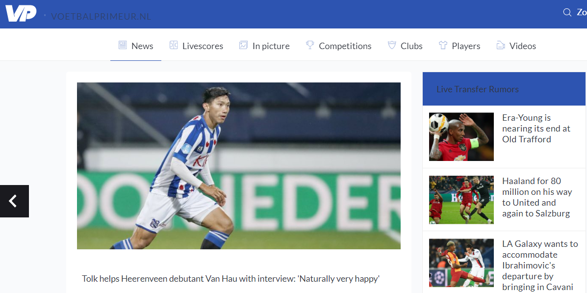Báo Hà Lan nói 1 điều đặc biệt về màn ra mắt của Đoàn Văn Hậu ở Heerenveen - Bóng Đá