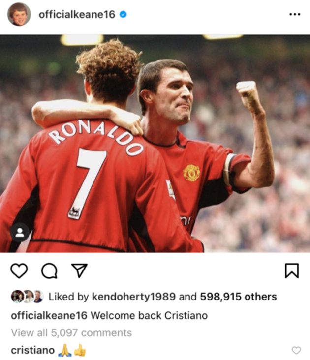 Cristiano Ronaldo responds to Roy Keane’s ‘welcome back’ message - Bóng Đá