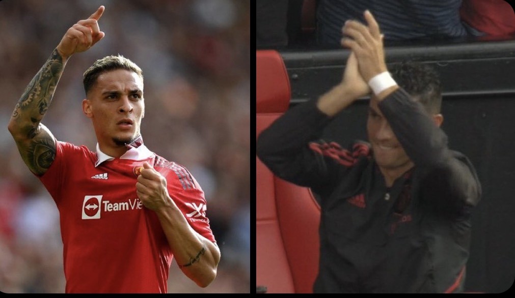 Phản ứng của Ronaldo khi Antony ghi bàn ra mắt - Bóng Đá