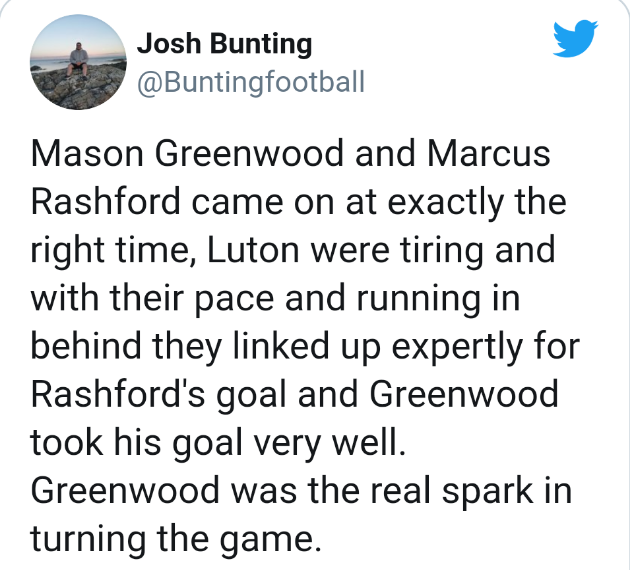 Man United fans react to Greenwood's performance vs Luton - Bóng Đá