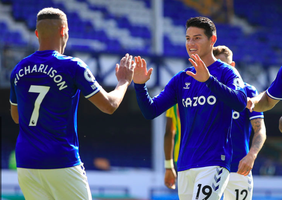Everton star Richarlison has sung the praises of new teammate James Rodriguez to FIFA. - Bóng Đá