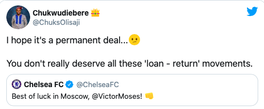 Chelsea fans react to Victor Moses completing loan move to Spartak Moscow - Bóng Đá