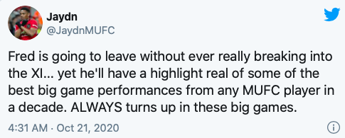 Manchester United’s Fred justified ‘underrated big-game player’ label from fans during win vs PSG - Bóng Đá