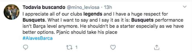 Barcelona fans turn on Sergio Busquets as his ‘highlights’ vs Alaves emerge - Bóng Đá