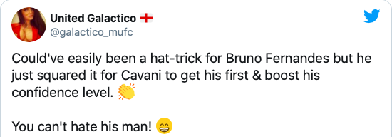 Manchester United fans react as Bruno Fernandes shows selfless side to assist Edinson Cavani - Bóng Đá