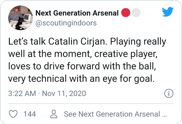 Arsenal fans react to Catalin Cirjan's performance  - Bóng Đá