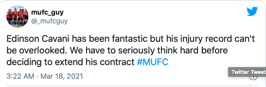 Man Utd fans hope Edinson Cavani is released after latest injury setback - Bóng Đá