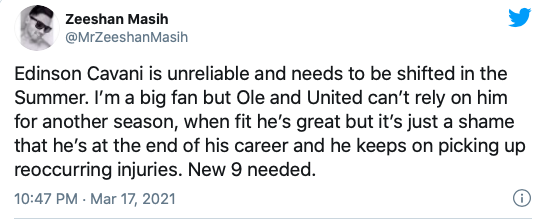 Man Utd fans hope Edinson Cavani is released after latest injury setback - Bóng Đá