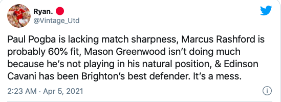 “Brighton’s best defender” – Manchester United fans fume at “useless” 34-year-old - Cavani - Bóng Đá
