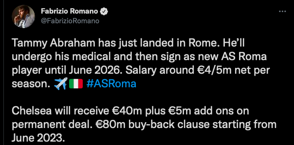 ABRAHAM HAS ARRIVED IN ROME - Bóng Đá