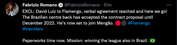 Romano on David Luiz - Flamengo - Bóng Đá