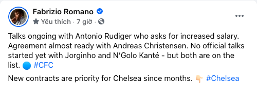 Romano on Rudiger, Kante, Jorginho, Christensen - Bóng Đá