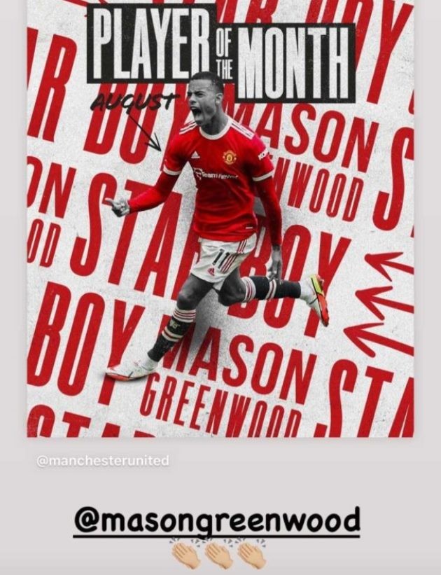 Bruno Fernandes reacts as Mason Greenwood wins player of the month award - Bóng Đá
