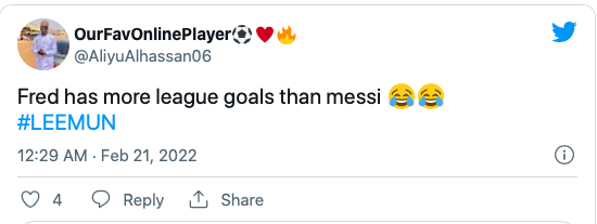 Manchester United fans can't believe Fred has scored more league goals than Lionel Messi - Bóng Đá