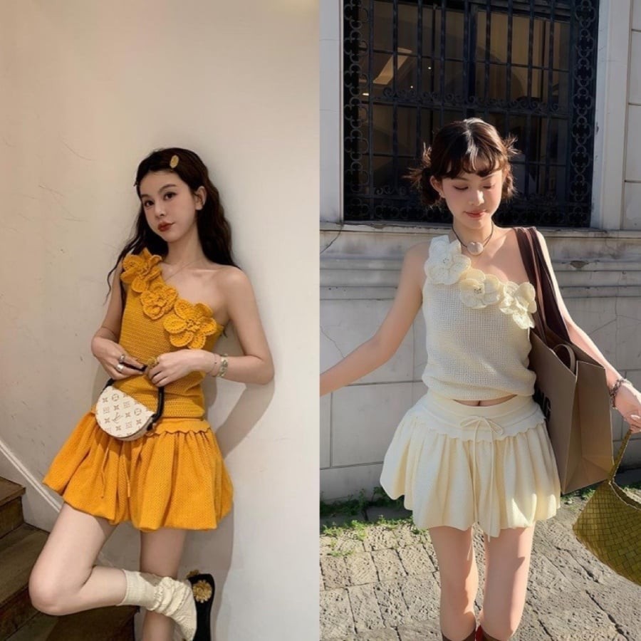 Váy bí với phần gấu bo nhẹ mang đến vẻ ngoài đáng yêu nhưng vẫn có khả năng “hack dáng” đáng kể. 