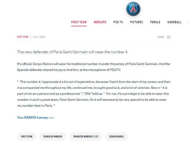 PSG mistakenly announce Ramos - Bóng Đá